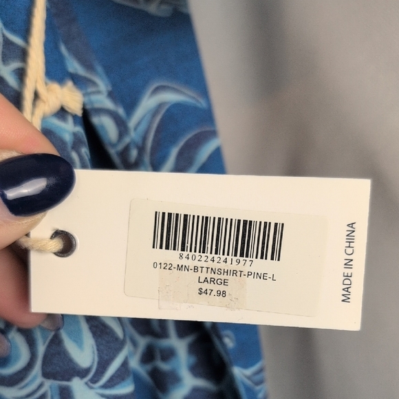 Simply Southern Blue Pineapple Casual Button Down Shirt - Picture 5 of 7